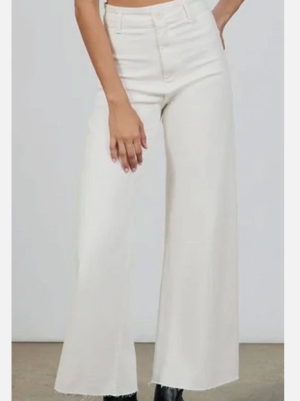 Zara The Marine Straight Wide-Leg Pants in Off-White Sz 12